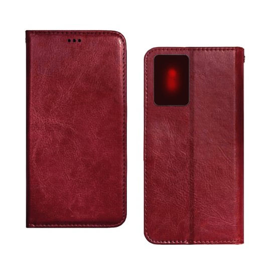 Leather Flip Cover with Internal Pocket For Oppo A77 5g/A57 5g/A77s Red